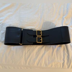 Dior Black Belt with Gold Buckles